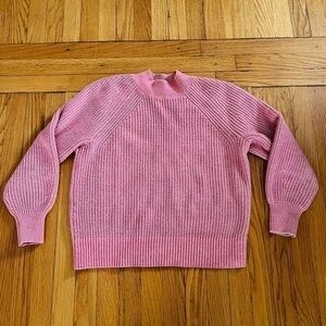 LOFT Pink Ribbed Mock Neck Sweater